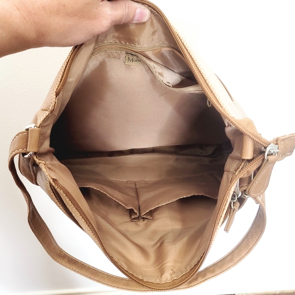 Multisac Tan Camel Colored Shoulder Bag NEW Adjustable Straps Textured 12x11 - Picture 10 of 14